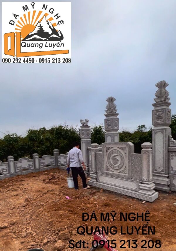 Khuôn viên lăng mộ đá granit nhà bác Cải tại Hải Dương