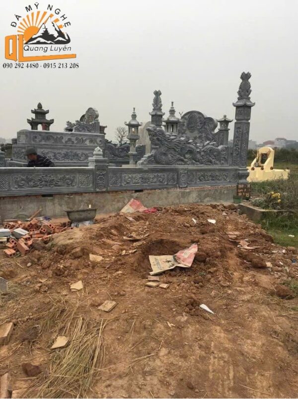 Mẫu tam sơn đá khuôn viên lăng mộ